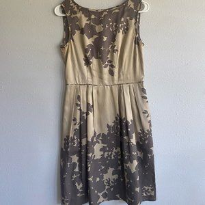 Banana Republic Semi-Formal Tan and Cream Floral Dress